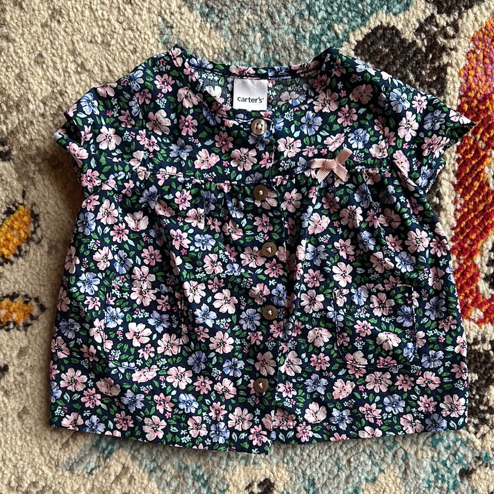 Carter's Floral Kids Top - Blue and Pink 3 months